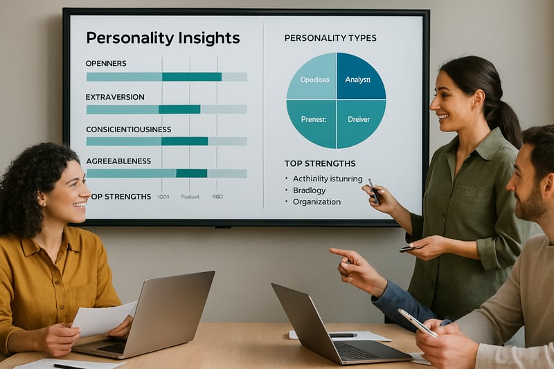 Team collaborating using personality insights dashboard